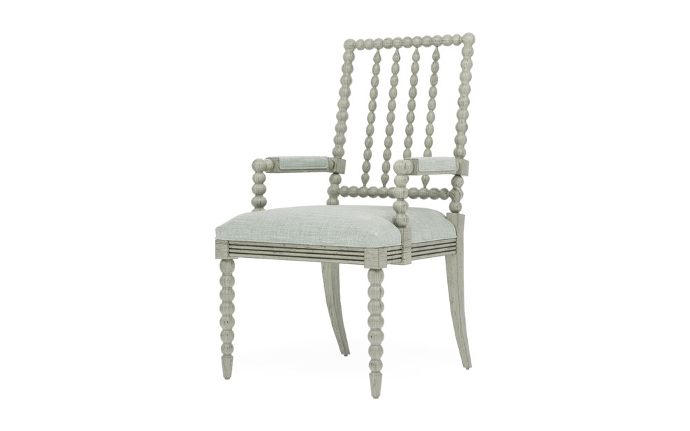 Sabinna Spring Blue Textured Weave Provence Sage Dining Arm Chair|