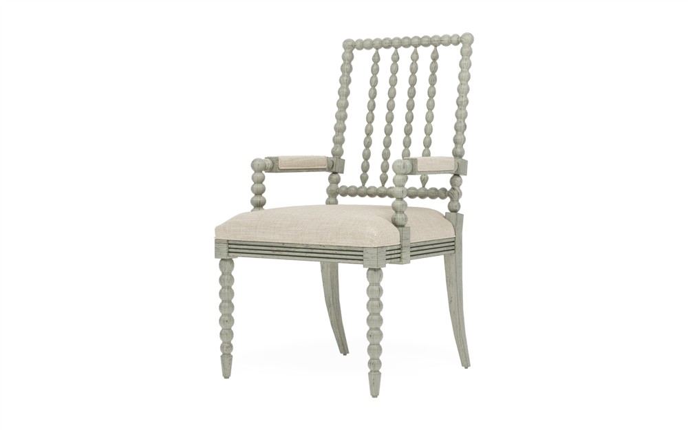 Sabinna Pebble Shore Textured Weave Provence Sage Dining Arm Chair|