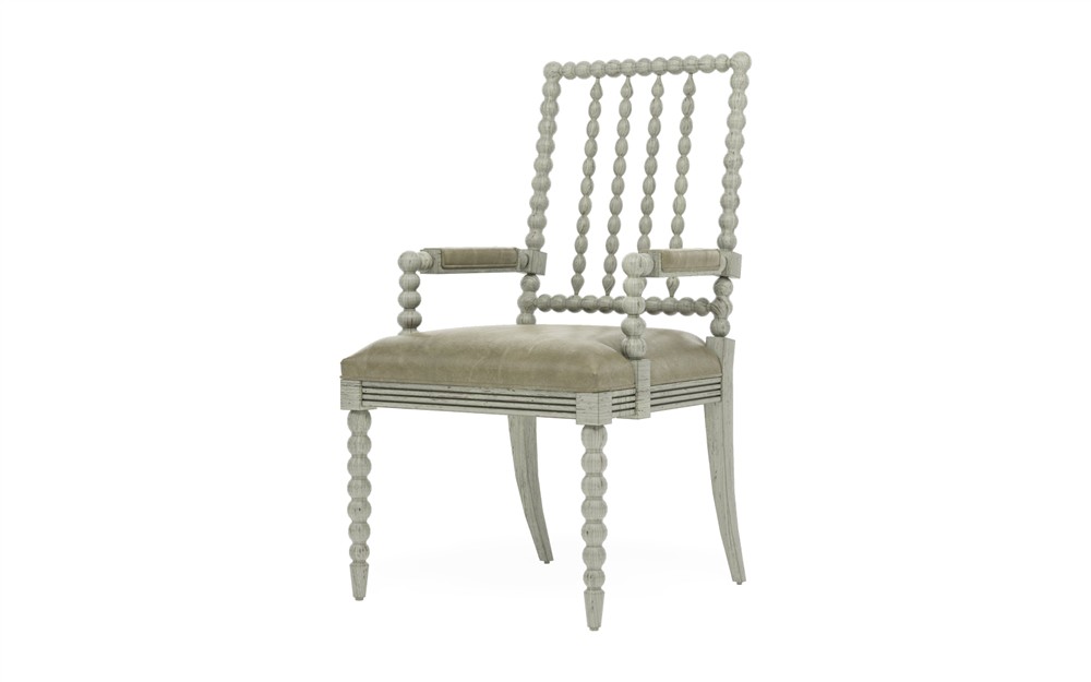 Sabinna Juniper Leather Provence Sage Dining Arm Chair|