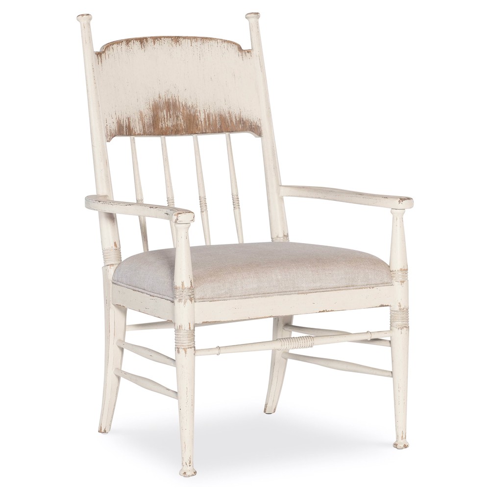 Leo Updated Traditional Beige Performance White Oak Windsor Dining Arm Chair|