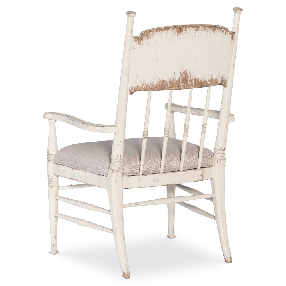 Leo Updated Traditional Beige Performance White Oak Windsor Dining Arm Chair|