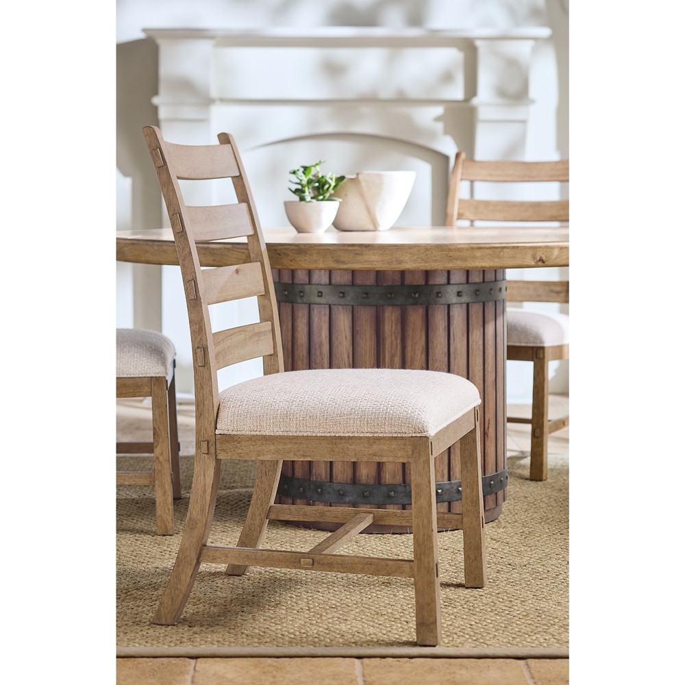 Vince Coastal Beach Brown Wood Ladderback Dining Chair|