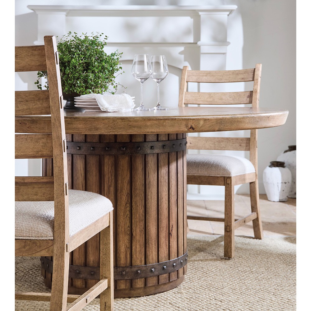 Vince Coastal Beach Brown Wood Ladderback Dining Chair|