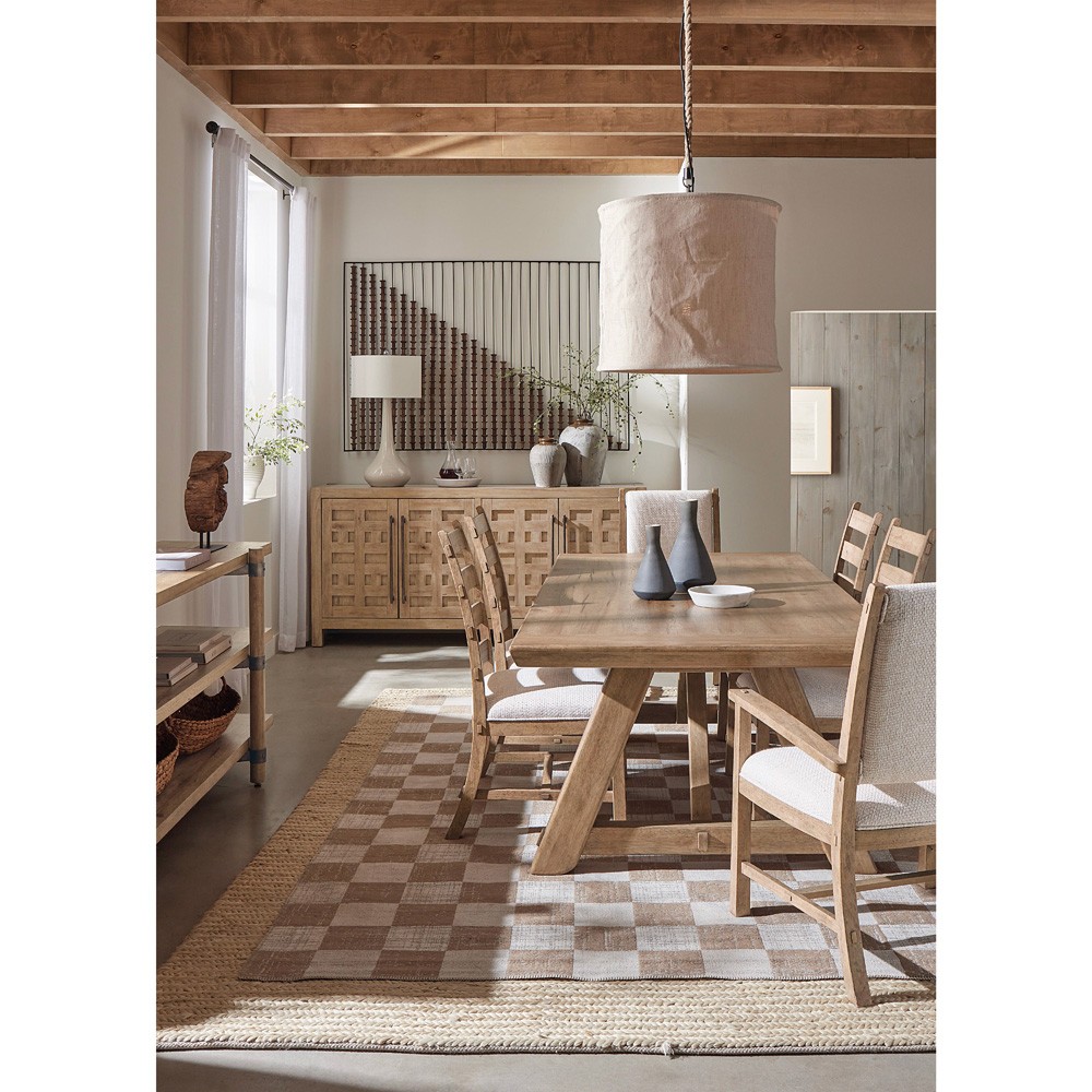 Vince Coastal Beach Brown Wood Extendable Rectangular Dining Table - 92-132"|