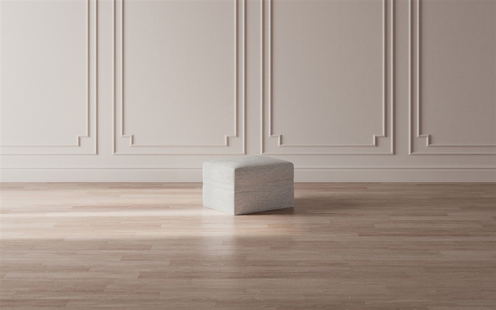 Romilly Heathered Ivory Performance Ottoman - Upholstered to Floor|