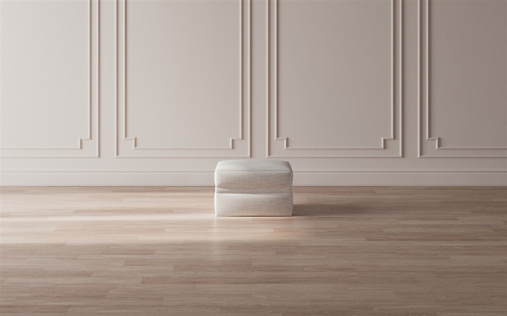Romilly Slate Blue Ottoman - Upholstered to Floor|