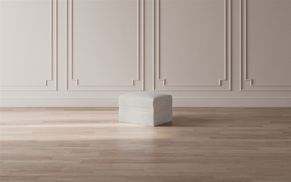 Romilly Slate Blue Ottoman - Upholstered to Floor|