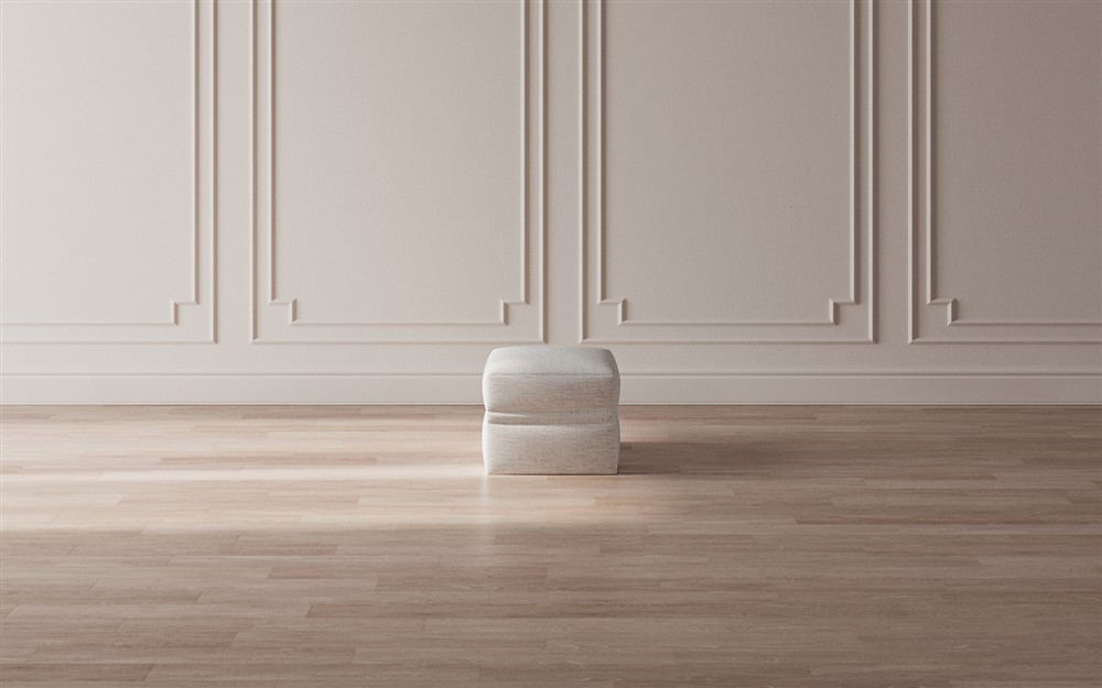 Romilly Tuscan Olive Ottoman - Upholstered to Floor|