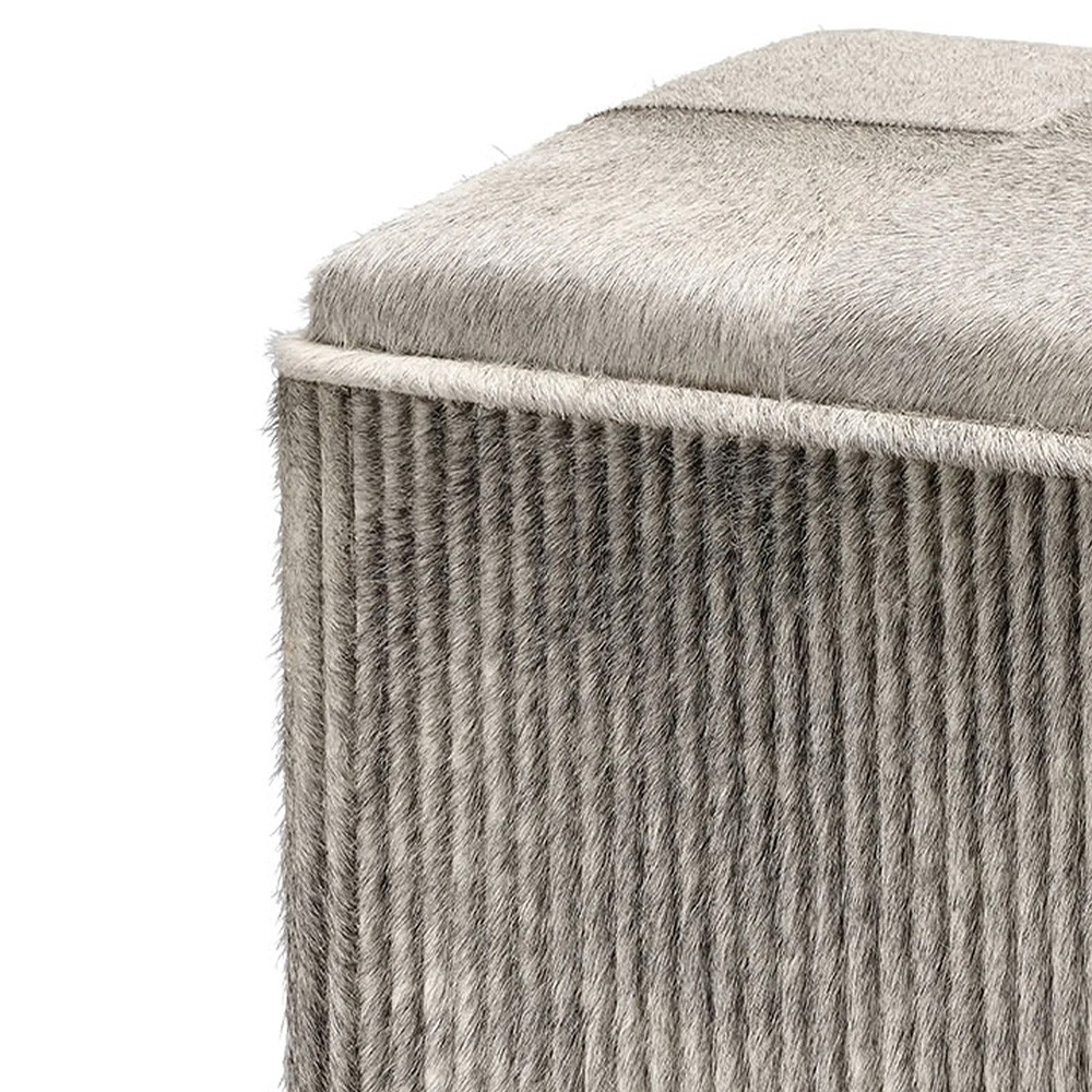 Cassandre Modern Classic Grey Hair on Hide Ottoman|