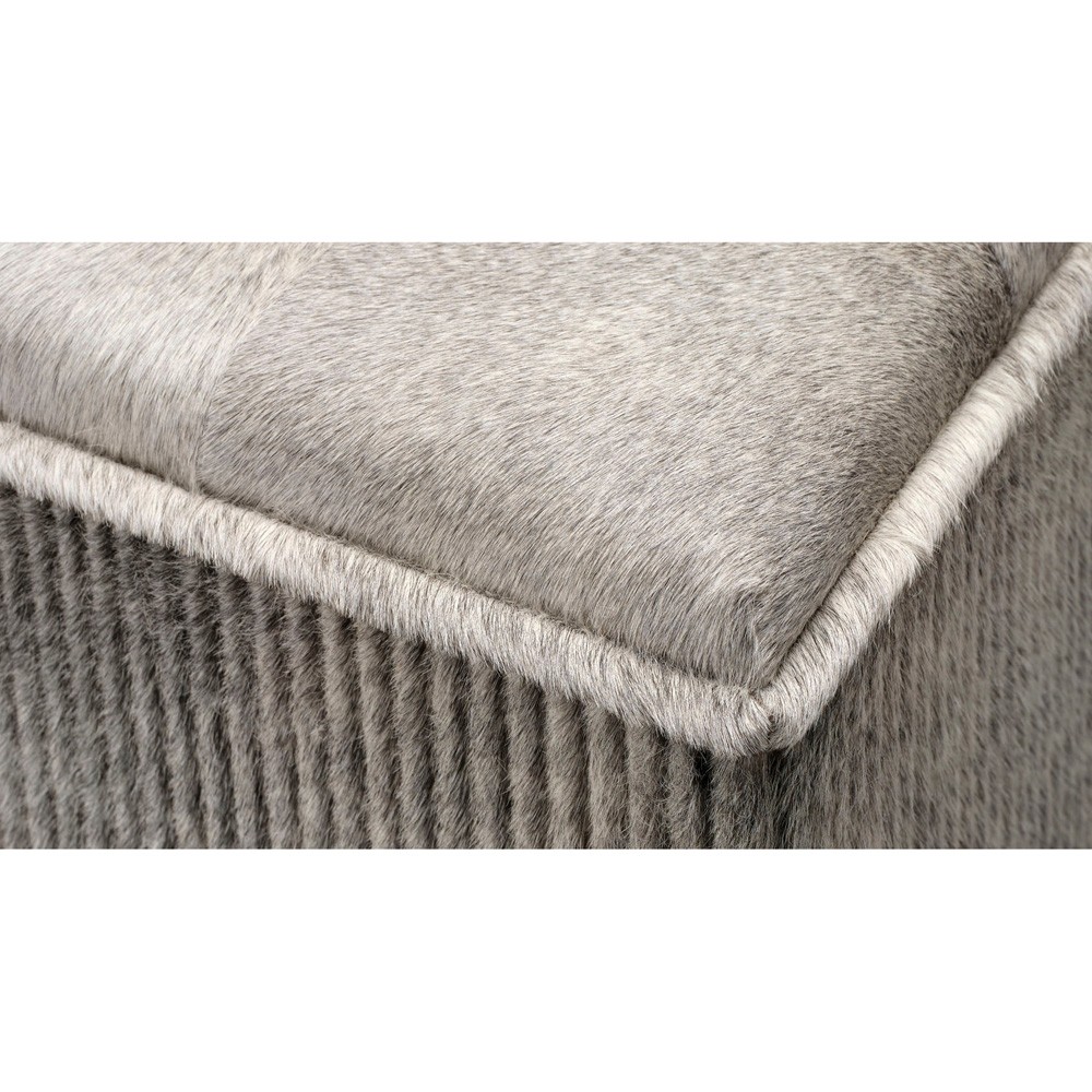 Cassandre Modern Classic Grey Hair on Hide Ottoman|