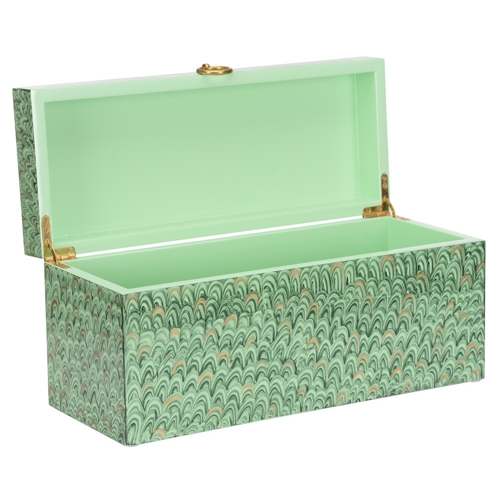 Cain Traditional Green Marbled Decorative Box|