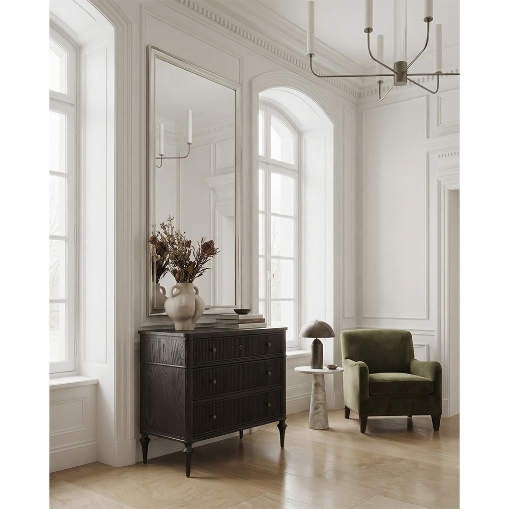 Andrea French Country Dark Brown Oak Wood Chest|