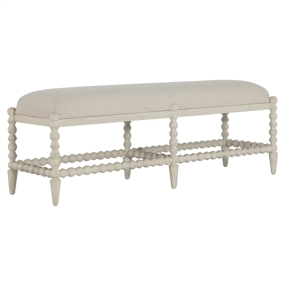 Jennifer Updated Traditional Cream Bobbin Bedroom Bench|