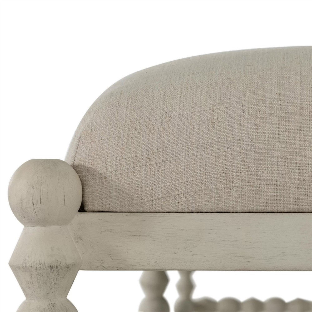 Jennifer Updated Traditional Cream Bobbin Bedroom Bench|