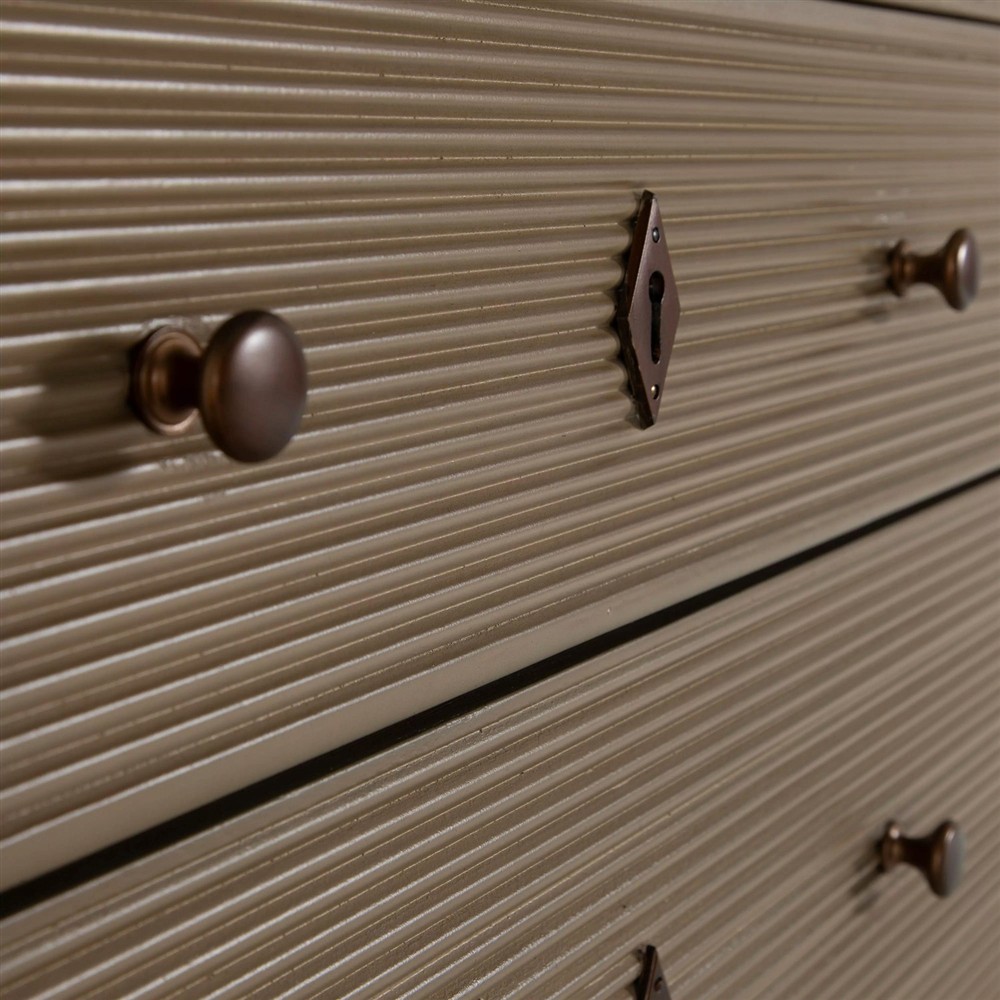 Linnea Updated Traditional Brown Oak Wood Double Dresser|