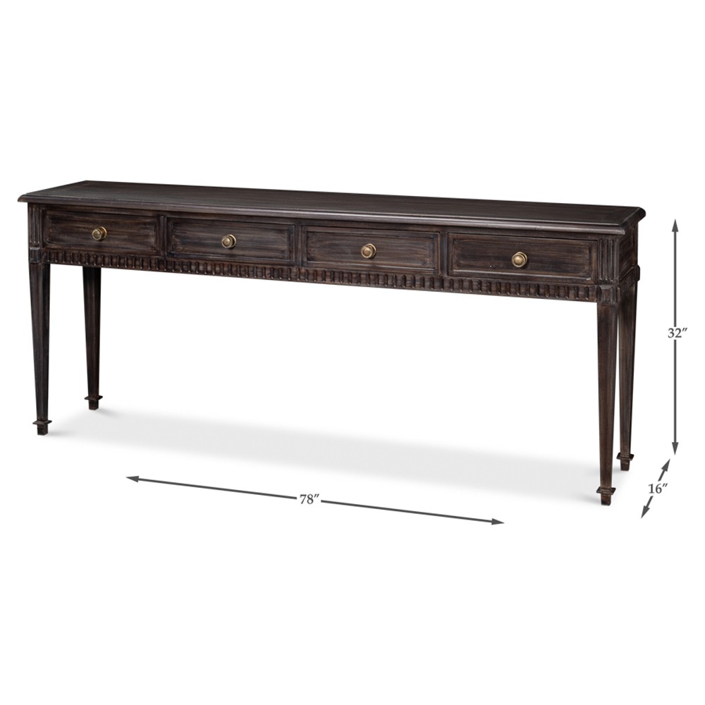 Olga Updated Traditional Brown Acacia Wood Console Table Extra