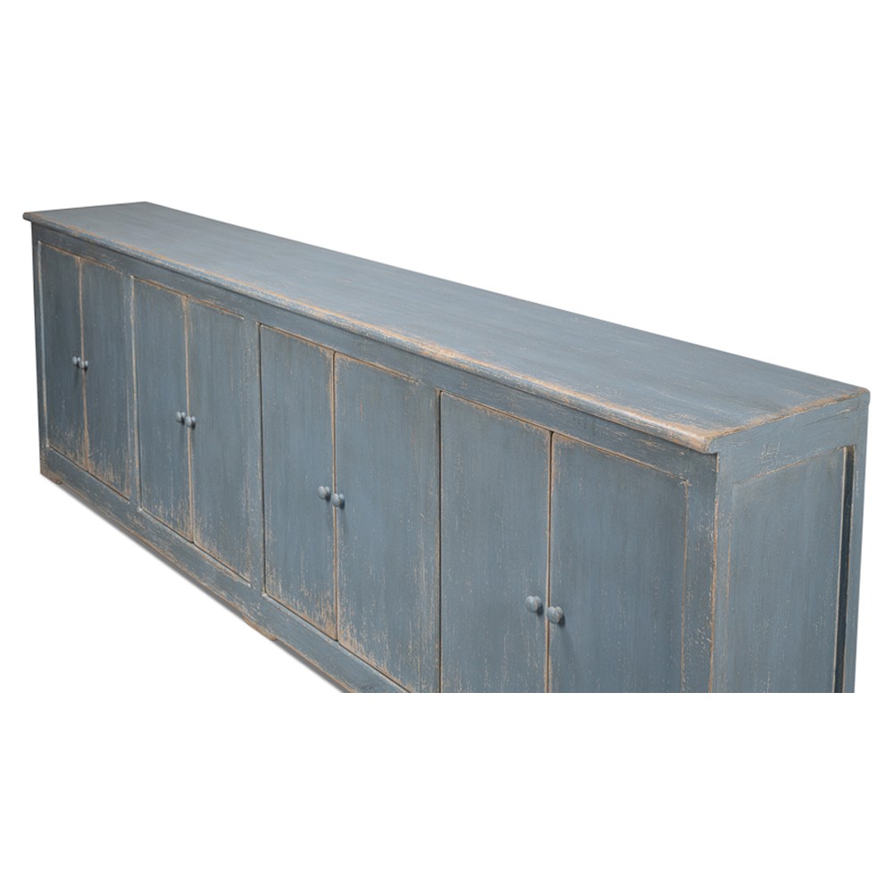 Errol Coastal Beach Distressed Blue Wood Sideboard Extra Wide (Over 100 ...