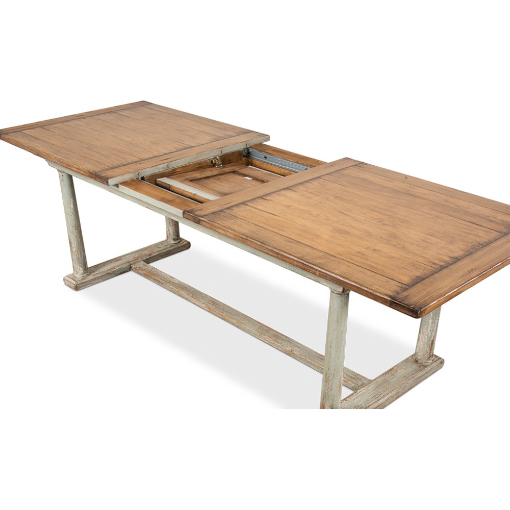 Liam Updated Traditional Distressed Green Rectangular Extendable Dining ...