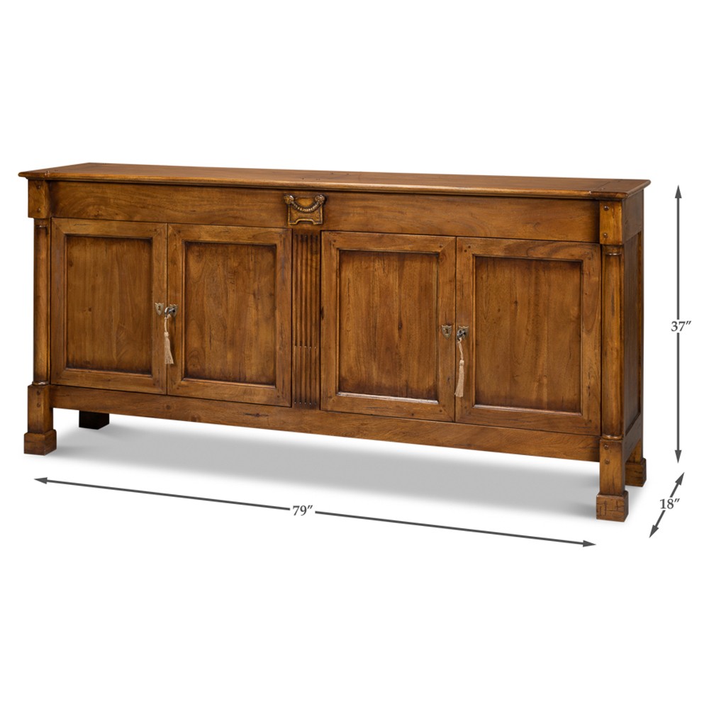 Suzane Updated Traditional Brown Walnut Wood Credenza Wide (Over
