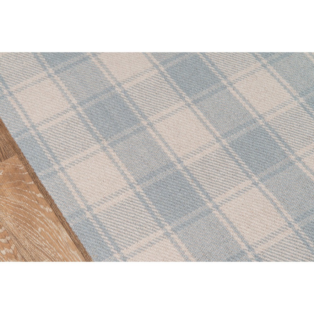 Vianna Updated Traditional Light Blue Wool Plaid Patterned Rug - 3'6"x5'6"|