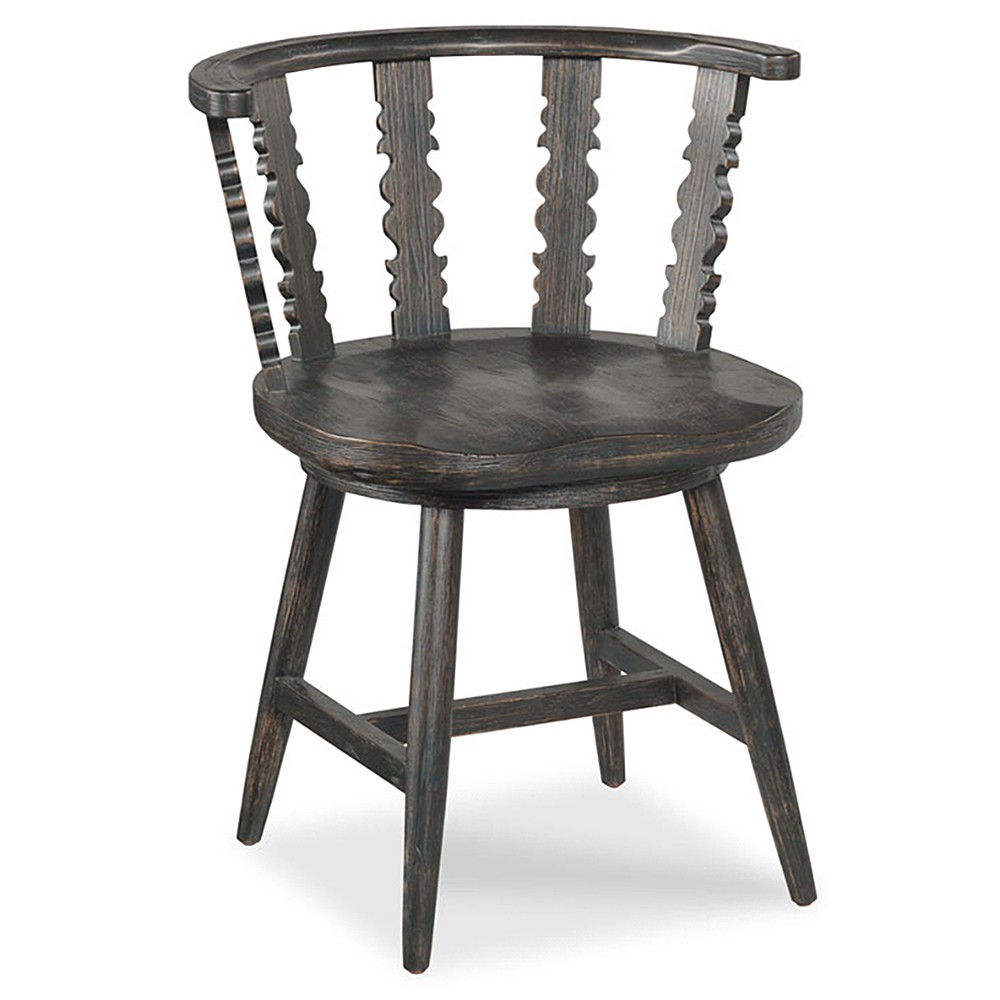 Fable Updated Traditional Worn Black Oak Windsor Dining Chair|