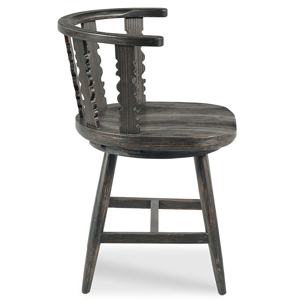 Fable Updated Traditional Worn Black Oak Windsor Dining Chair|
