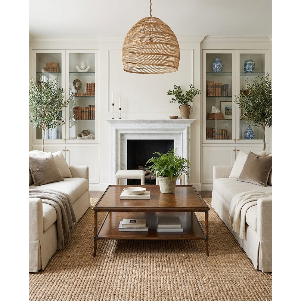 Linwood Updated Traditional Hazelnut Wood Square Cocktail Table 41