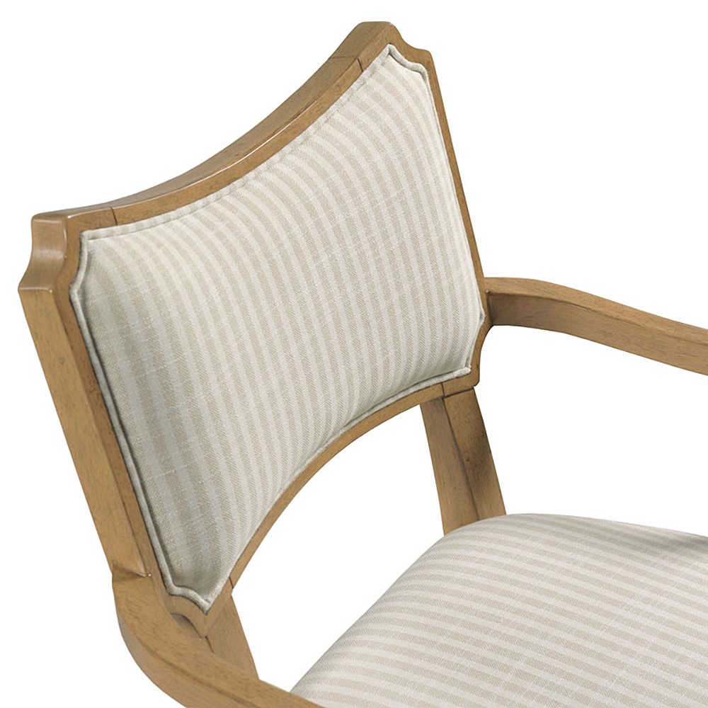 Powers French Country Cream Stripe Dining Arm Chair|