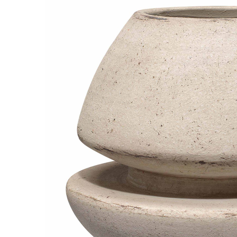 Diego Coastal Off White Ceramic Textured Decorative Vase|