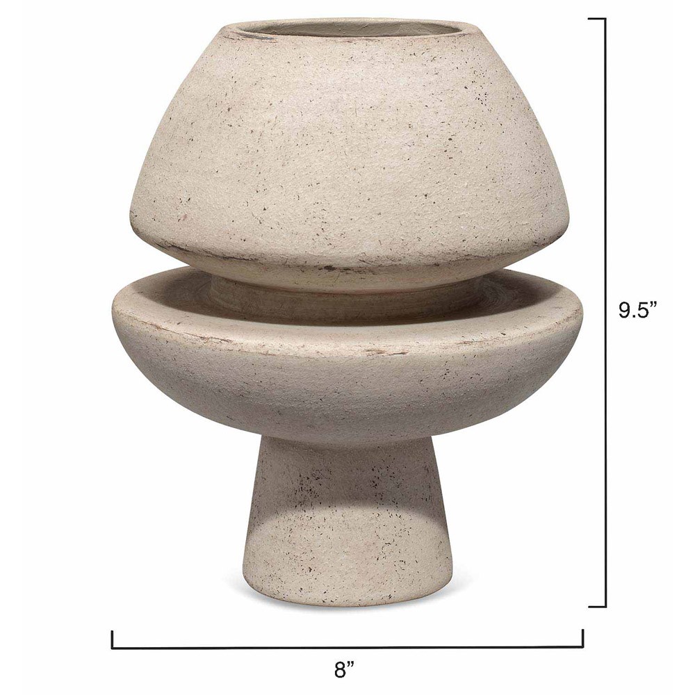 Diego Coastal Off White Ceramic Textured Decorative Vase|