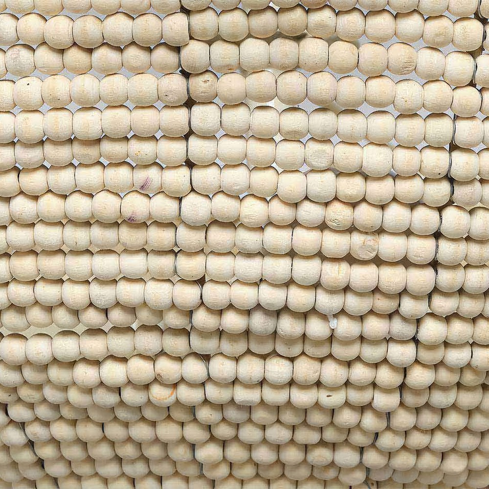 Amyra Coastal Beach White Mango Wood Beads Semi Flush Mount|