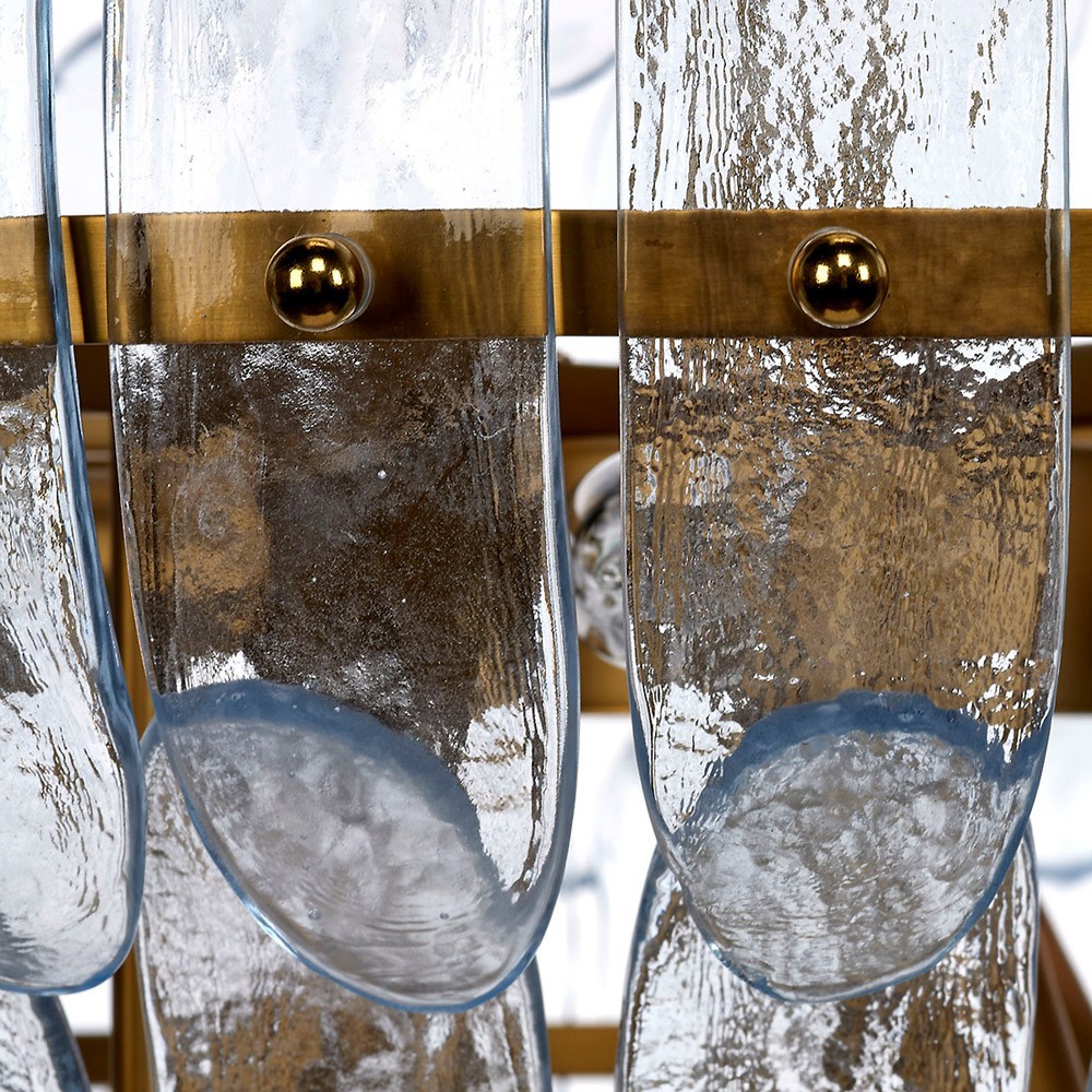 Elowen Updated Traditional Pale Blue Glass Curved Chandelier|