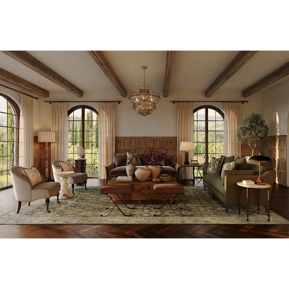 Elowen Updated Traditional Pale Blue Glass Curved Chandelier|