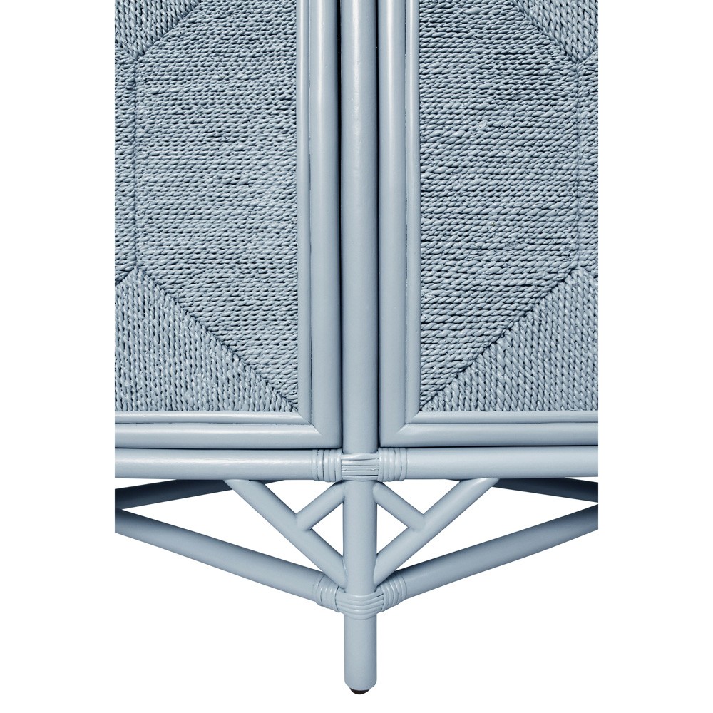 Worlds Away Eleanor Coastal Beach Light Blue Rattan Woven Rope Sideboard|