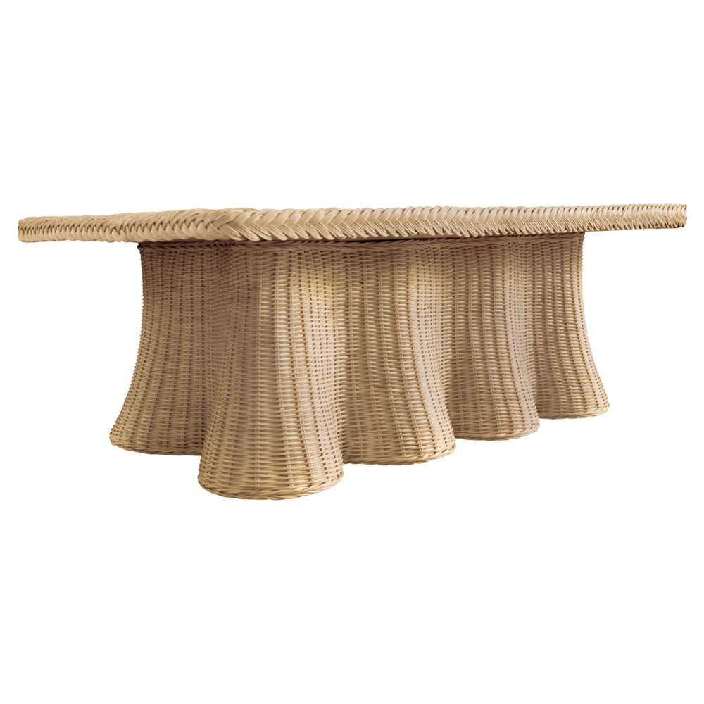 Worlds Away Britney Coastal Beach Natural Woven Rattan Scalloped ...