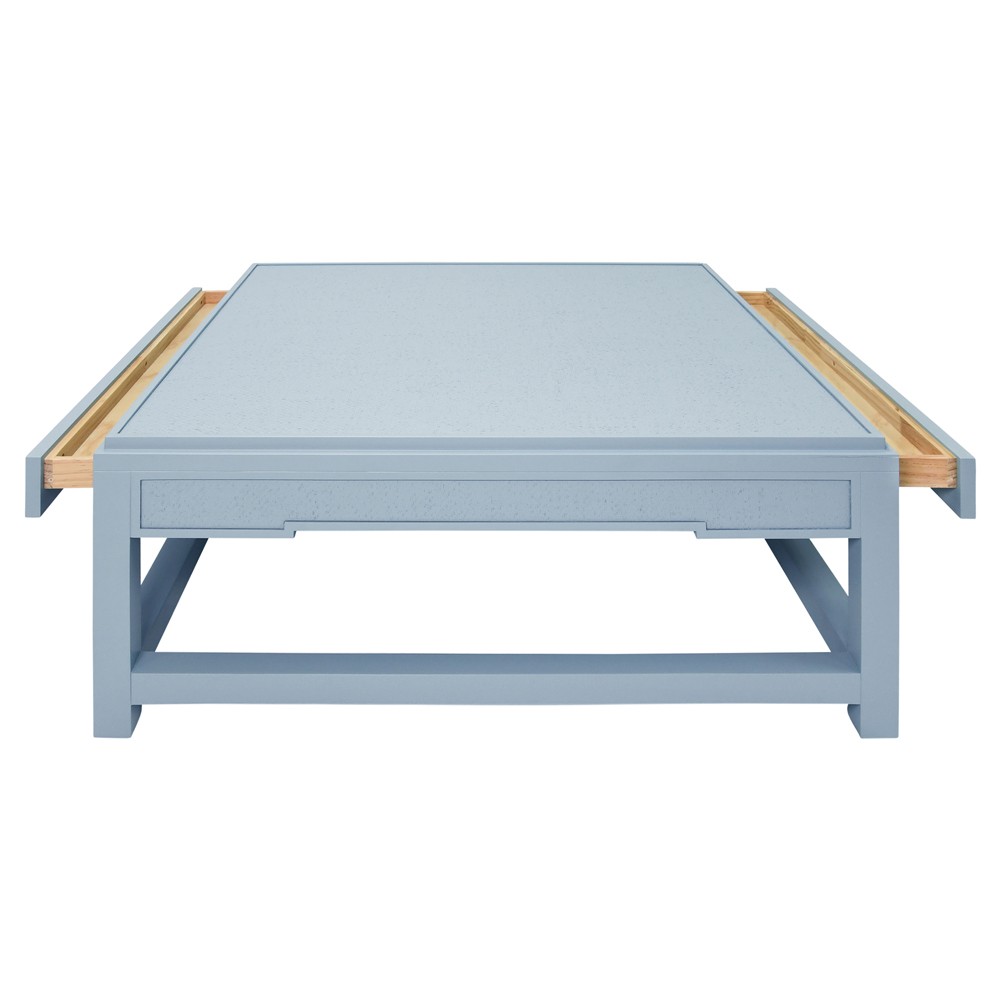 Worlds Away Locklin Modern Light Blue Grasscloth Wood Storage
