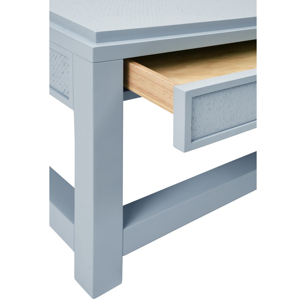 Worlds Away Locklin Modern Light Blue Grasscloth Wood Storage