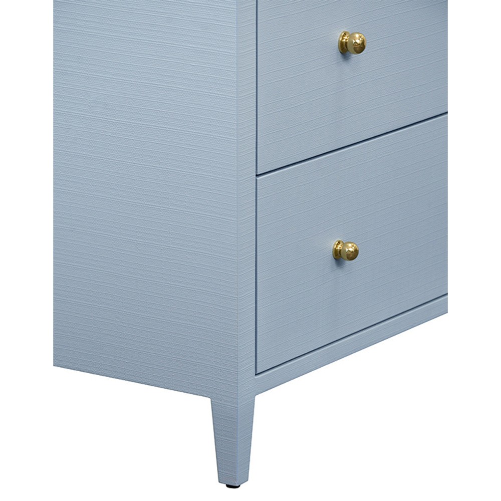 Worlds Away Carnegie Modern Classic Light Blue Textured Linen Double Dresser 
