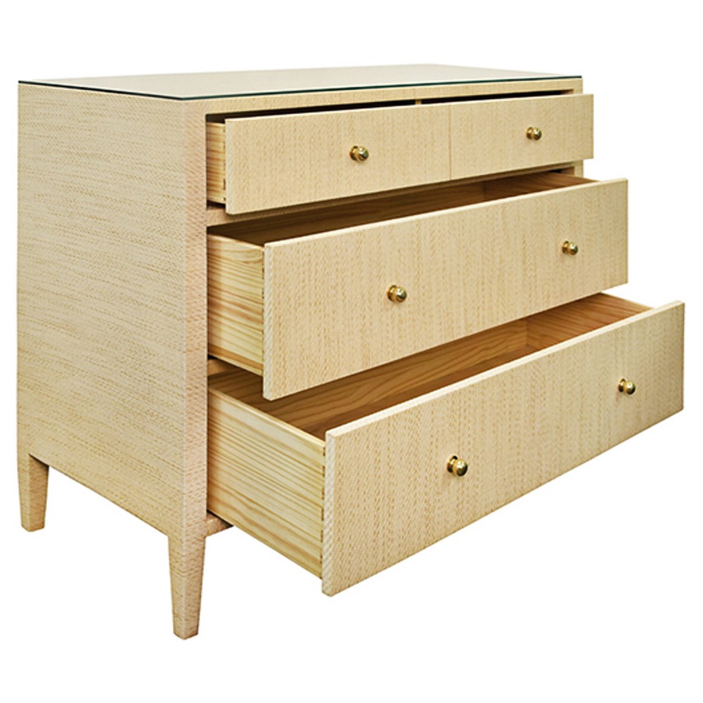 Worlds Away Michelle Modern Classic Natural Brown Grasscloth Wood