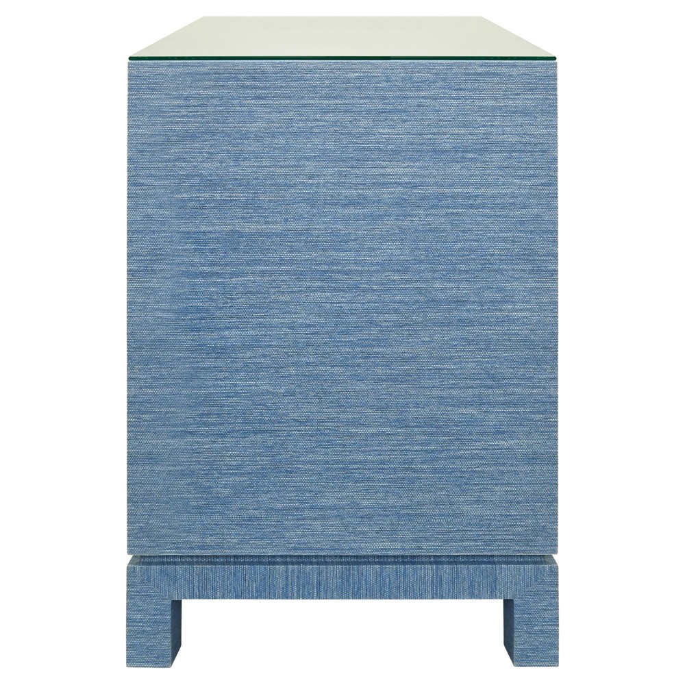 Worlds Away Cole Modern Classic Blue Grasscloth Brass Pull