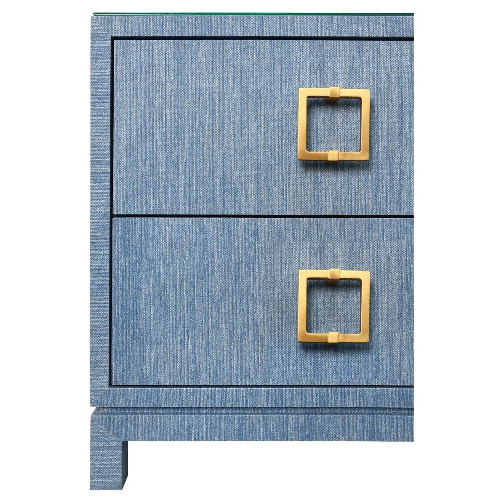 Worlds Away Cole Modern Classic Blue Grasscloth Brass Pull