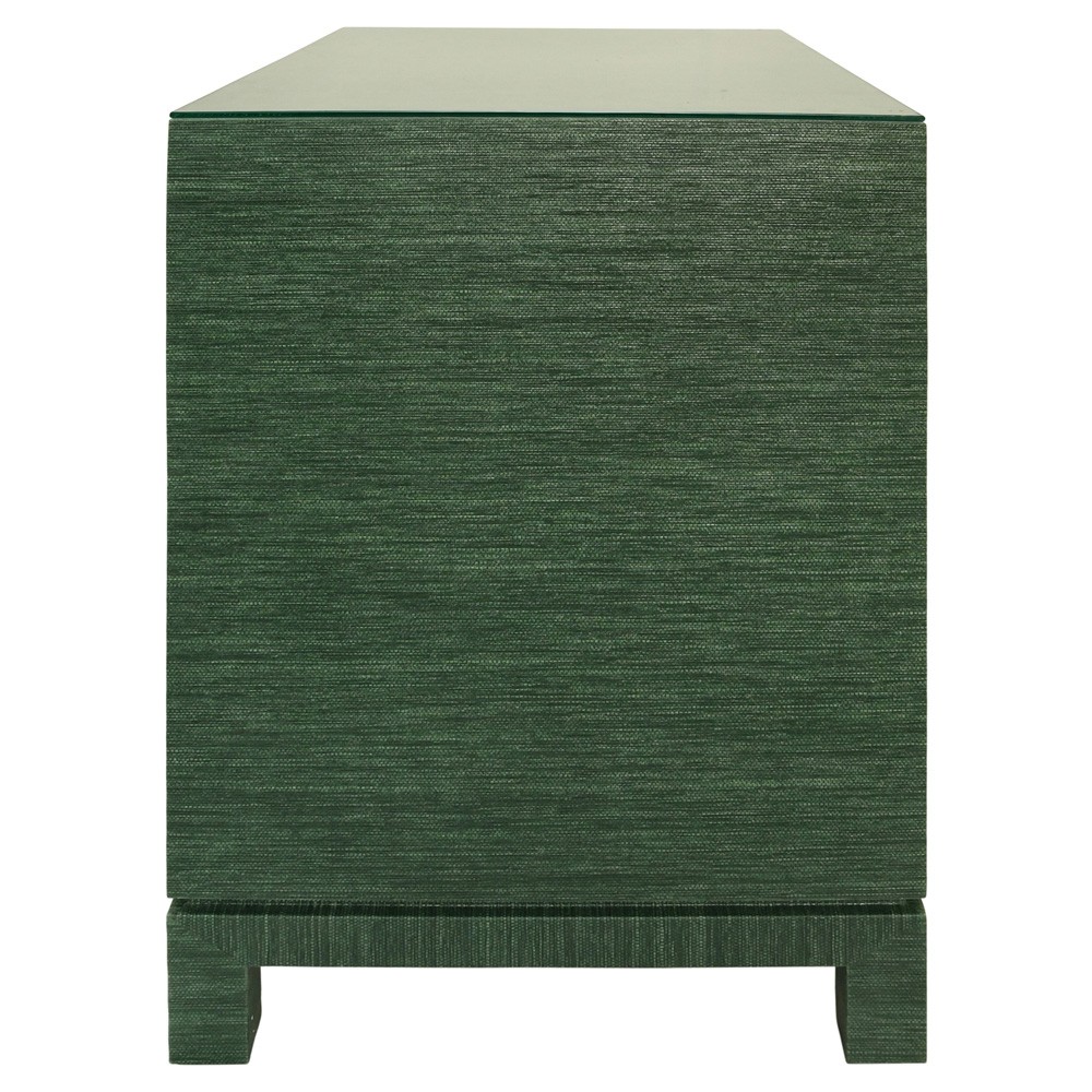 Worlds Away Cole Modern Classic Green Grasscloth Brass Pull