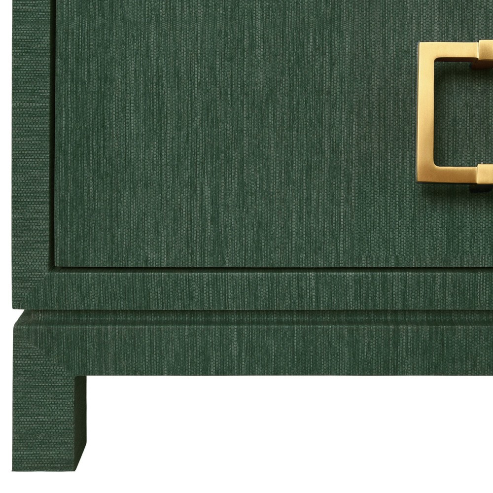 Worlds Away Cole Modern Classic Green Grasscloth Brass Pull