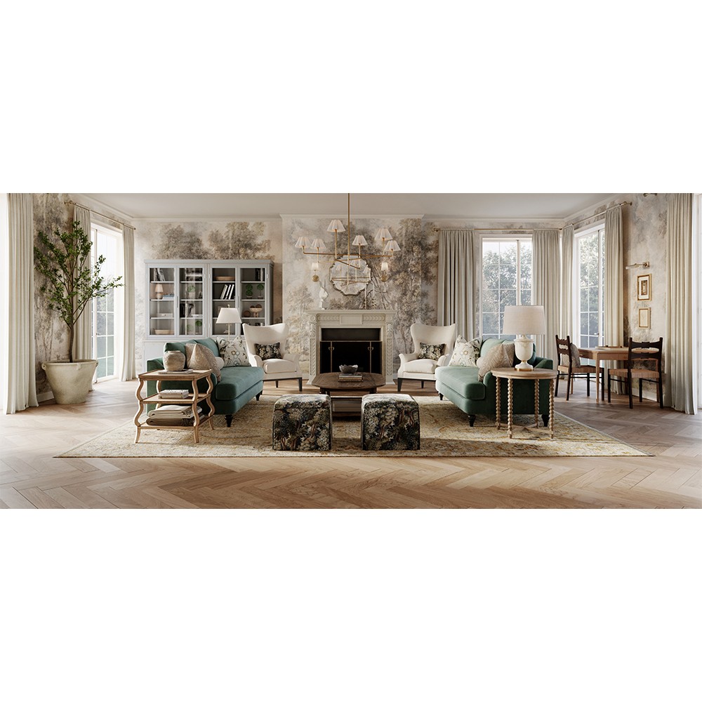 Blaise Updated Traditional Beige Wool Patterned Hand Knotted Rug