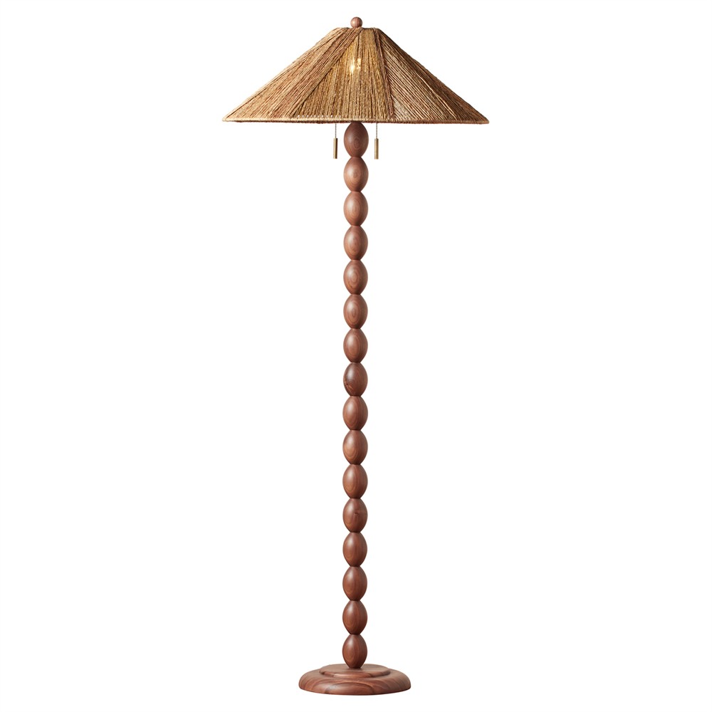 【廃盤品】◆Caetla サエラ◇Akiakane アキアカネ◆ラタンソファ◇ Riona Coastal Jute Shade Natural Walnut Wood Heirloom Floor Lamp