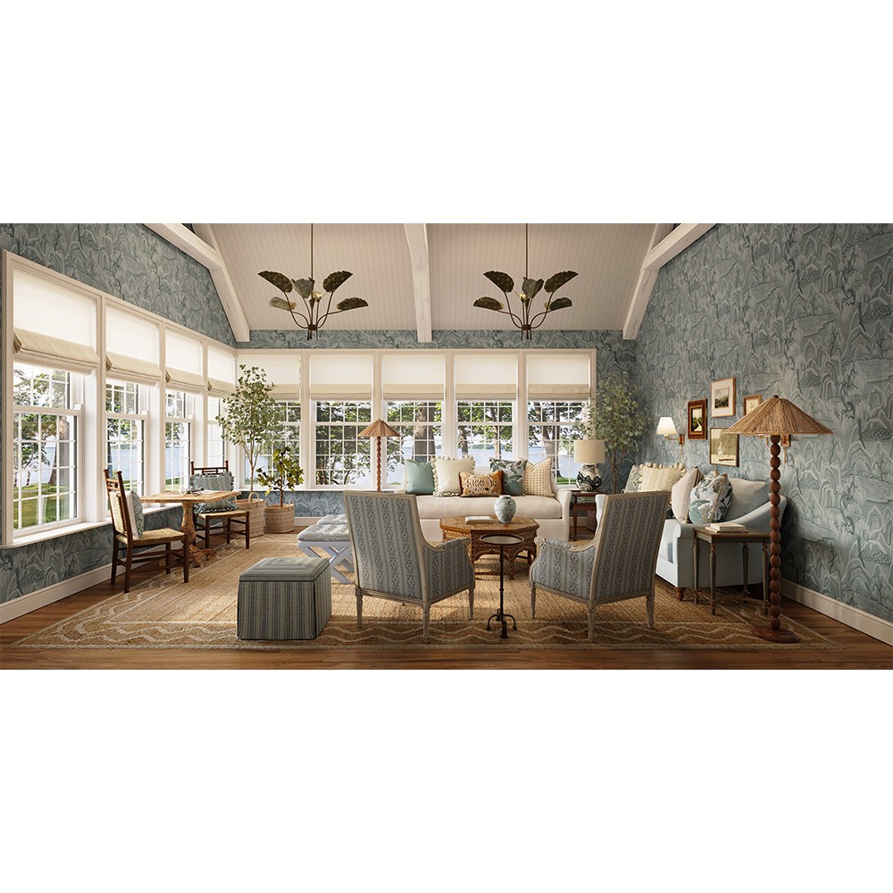 Riona Coastal Jute Shade Natural Walnut Wood Heirloom Floor Lamp
