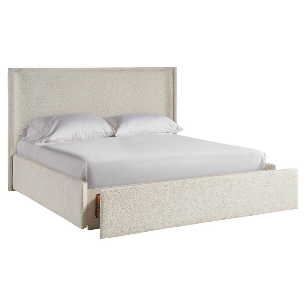 Diana Modern Classic Cream Boucle White Oak Storage Wing Bed - Queen|