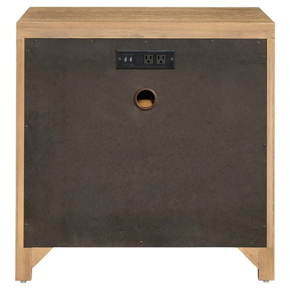 Isabella Modern Classic Fluted Brown Oak Nightstand|