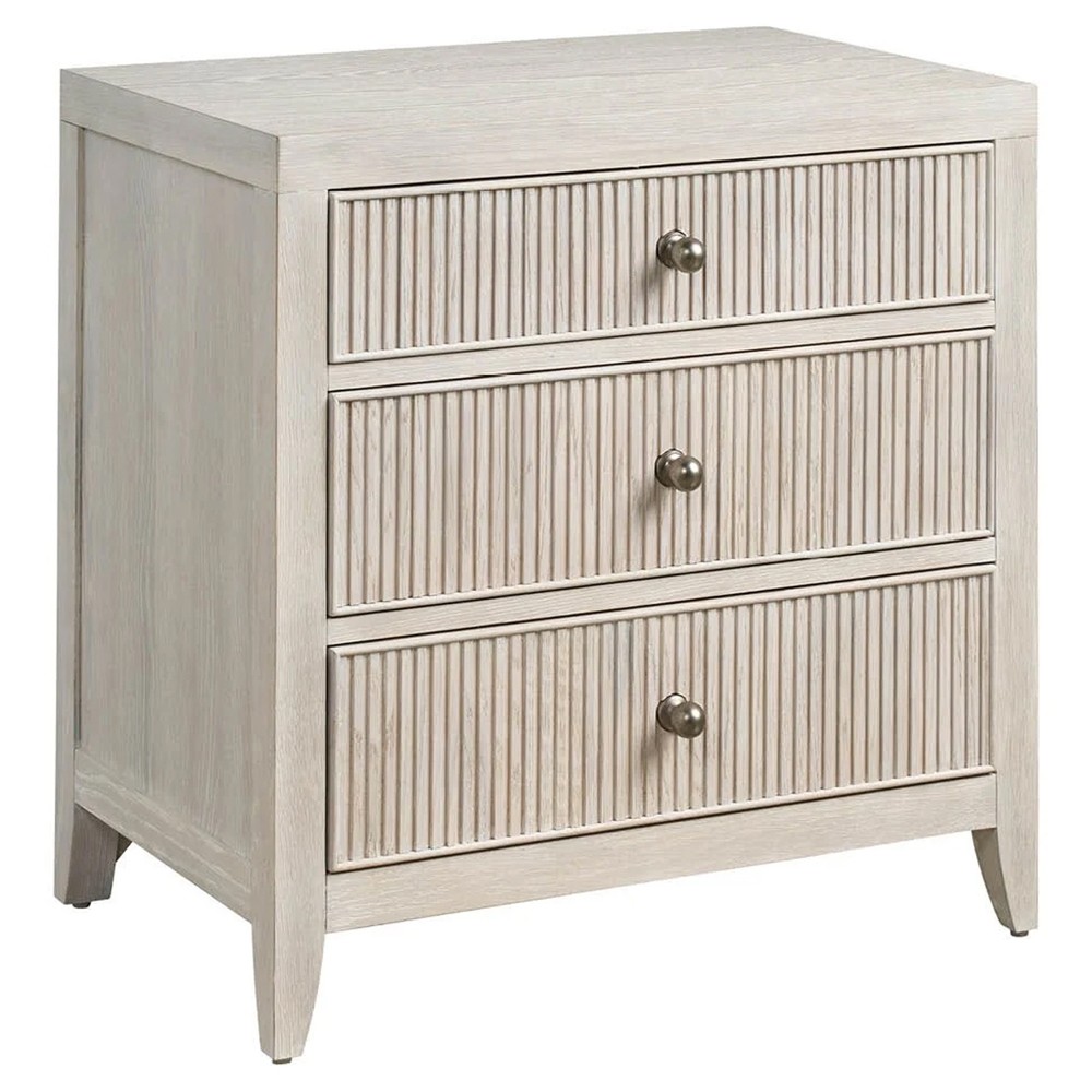 Isabella Modern Classic Fluted White Oak Nightstand|