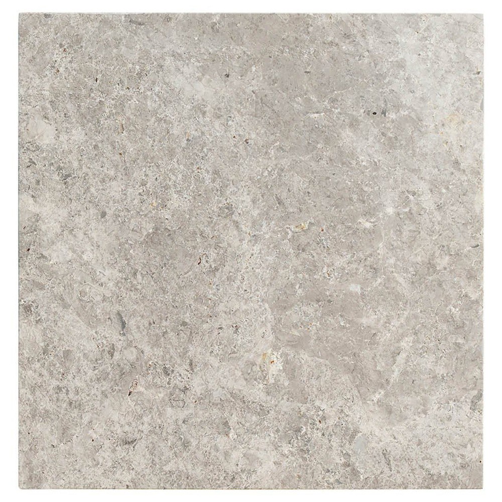 Isabella Modern Classic Grey Stone Fluted White Oak Wood Square Side Table|